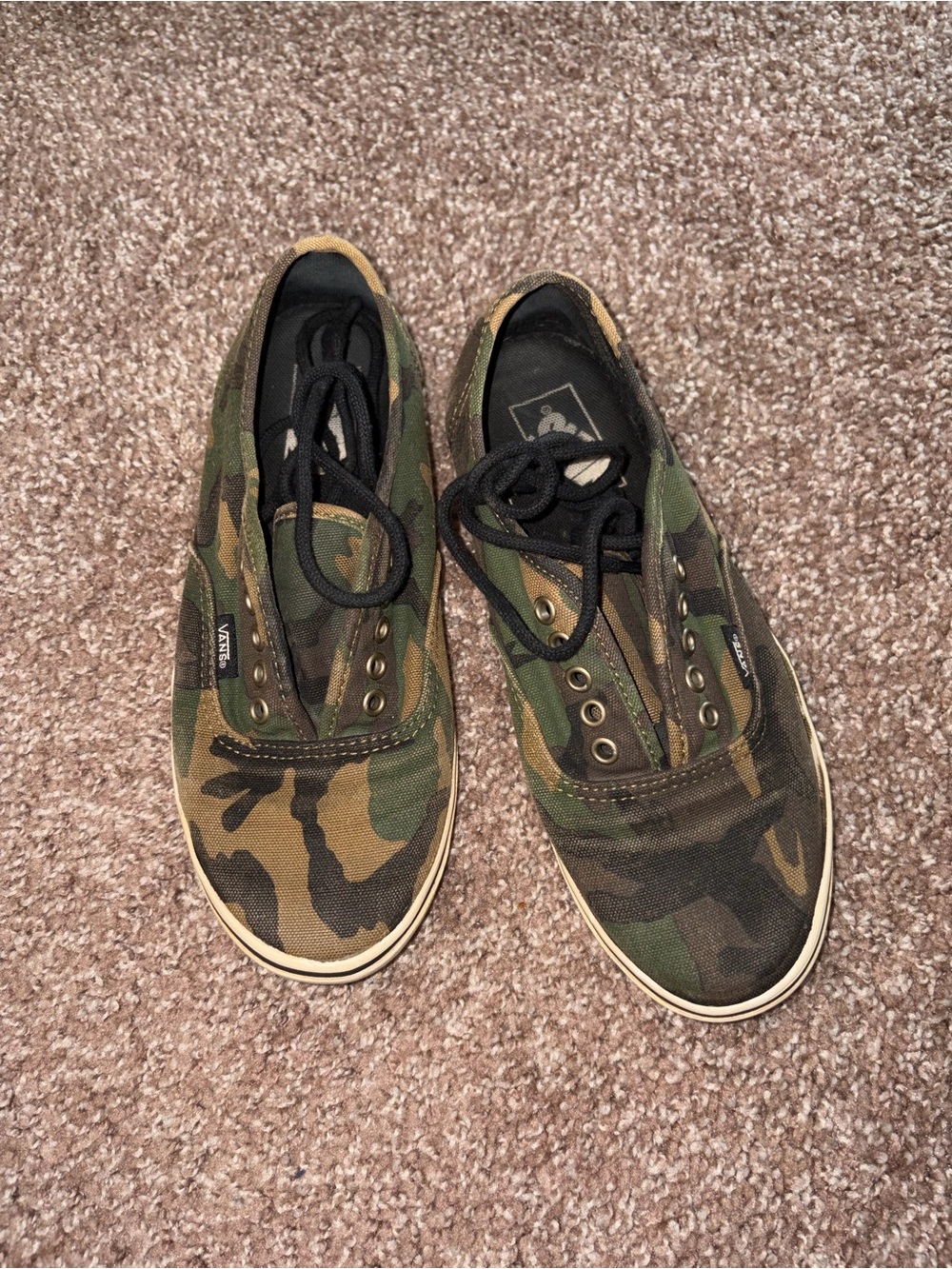 Vans Camo Canvas Low-Top Sneakers - Green/Brown
